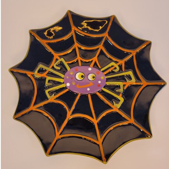 Oneida Frightful Treats Spooky Halloween Decor Spider 3D 8" Salad Dessert Plate - Picture 1 of 2